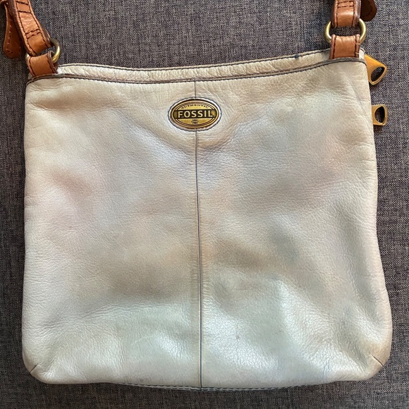 Leather Fossil Purse Blue Crossbody Adjustable - Picture 4 of 8